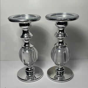Yankee Candle Elegant Silver Tone Candle Holders (Set of 2)